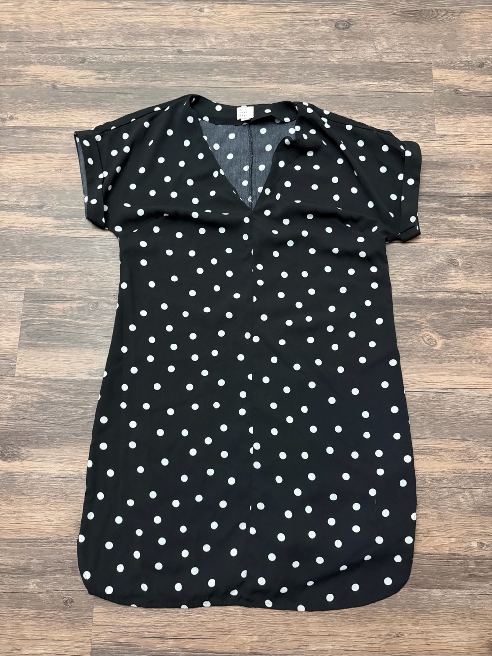 a new day Black and White Polka Dot V-Neck Dress